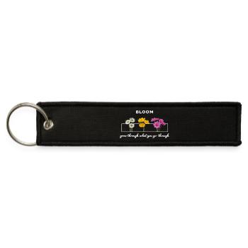 Bloom Floral Inspirational Quote  - Jet Tag Keychain - black - Front