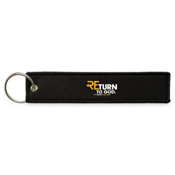 Return to God: Never Too Late - Jet Tag Keychain - black - Front
