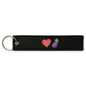 Love Eggplant Funny Gay LGBTQ Pride - Jet Tag Keychain - black - Front