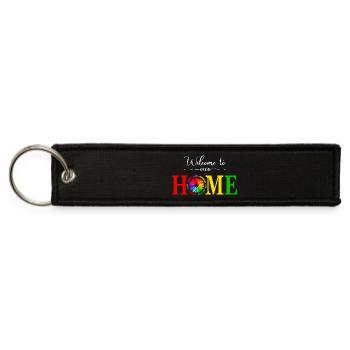 Welcome To Our Home Peace Equality Love Inclusion - Jet Tag Keychain - black - Front