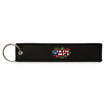 Papi Puerto Rico Flag Holiday - Jet Tag Keychain - black - Front