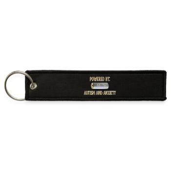 Powered By AA--Autism and Anxiety - Jet Tag Keychain - black - Front