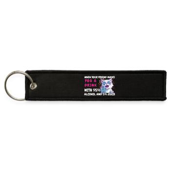 Whiskered Drink Meme 95% Alcohol - Jet Tag Keychain - black - Front