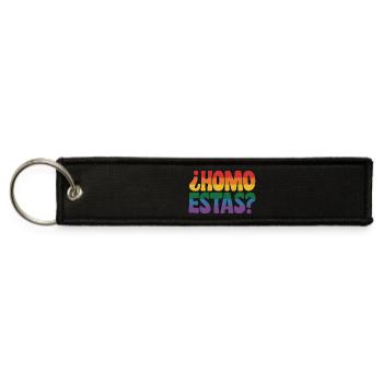 Homo Estas Funny Spanish Mexican Gay Ally LGBTQ - Jet Tag Keychain - black - Front