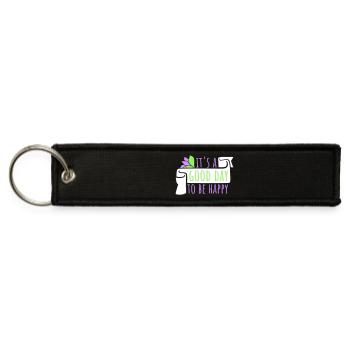 Good Day Be Happy Positive Vibes Motivation Quote - Jet Tag Keychain - black - Front