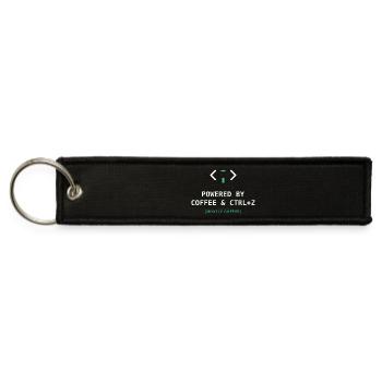 Coffee Fueled Coding and CTRL Z - Jet Tag Keychain - black - Front