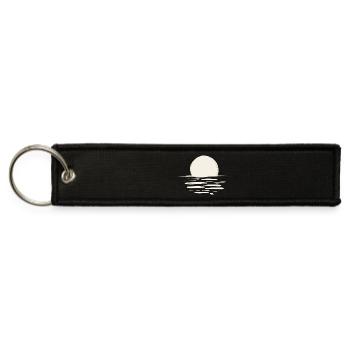 Minimalist Digital Artwork With Ivory Circles - Jet Tag Keychain - black - Front
