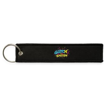 GLITCH THE SYSTEM – Disruptive Neon Typography - Jet Tag Keychain - black - Front