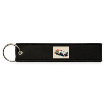 Lounge Cat Pop Art with Retro Blocks - Jet Tag Keychain - black - Front