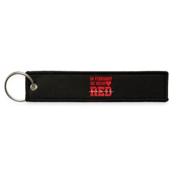 In February We Wear Red Heartbeat - Jet Tag Keychain - black - Front