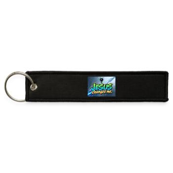 Born Again in Jesus Christian Graffiti Design - Jet Tag Keychain - black - Front