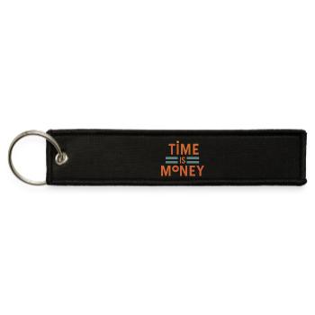 Time is Money" - Smart and Inspiring Design - Jet Tag Keychain - black - Front