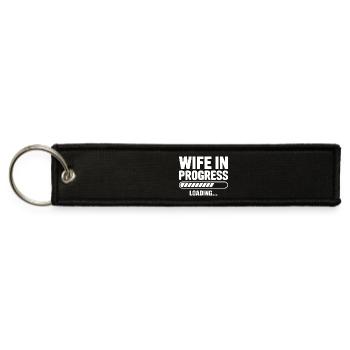Wife in Progress Loading... - Jet Tag Keychain - black - Front