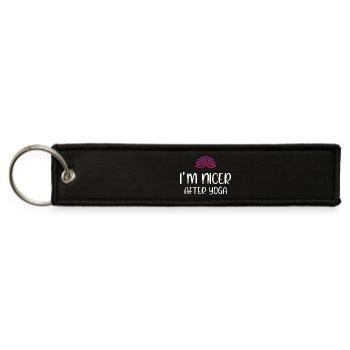 I'm Nicer After Yoga - Yoga Gift Idea - Jet Tag Keychain - black - Front