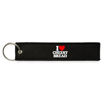 I Love Cheesy Bread Favorite Food Cheesy Bread - Jet Tag Keychain - black - Front