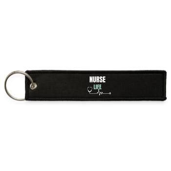 Proud Nurse Life Stethoscope Heartbeat Gift - Jet Tag Keychain - black - Front