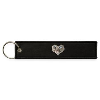Cat Heart Portrait: Blue Eyes - Jet Tag Keychain - black - Front