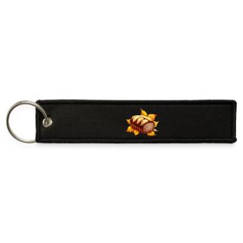 autumnal Banana Bread with Falling Leaves - Jet Tag Keychain - black - Front