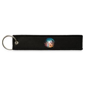White Sifaka Sunset Circle Design - Jet Tag Keychain - black - Front
