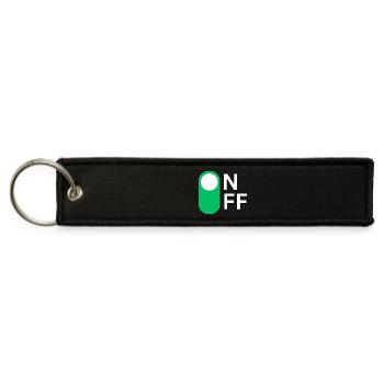 Minimalist ON OFF Switch Graphic – Tech-Inspired A - Jet Tag Keychain - black - Front