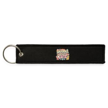 Anxious but Make It Cute – Retro Aesthetic Quote - Jet Tag Keychain - black - Front