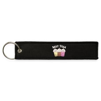 Best-Teas Cute Kawaii Bubble Tea Boba Tea - Jet Tag Keychain - black - Front