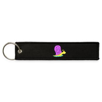 Snail shell Silhouette cute sweet little spiral - Jet Tag Keychain - black - Front