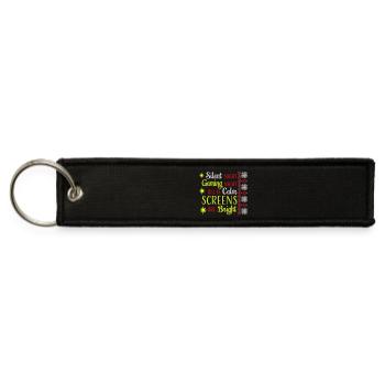 Silent Night Gaming Night All Calm Screens Bright - Jet Tag Keychain - black - Front
