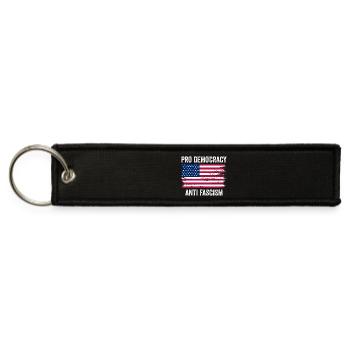 Pro Democracy Anti Fascism - Jet Tag Keychain - black - Front