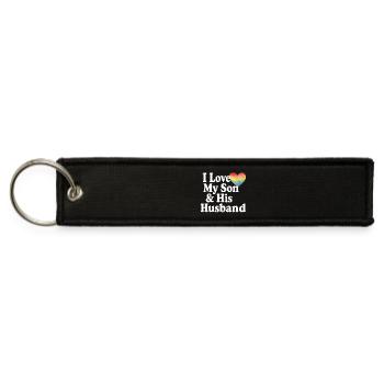 I love my son & his husband GAY RIGHTS LGBTQ+ mom  - Jet Tag Keychain - black - Front
