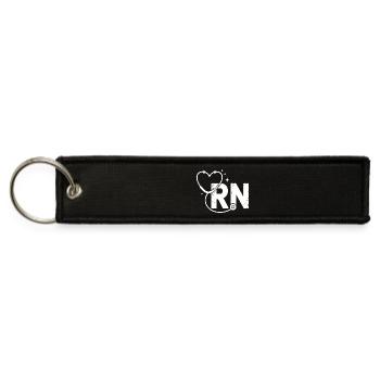Nurse Heart RN Stethoscope Emblem - Jet Tag Keychain - black - Front