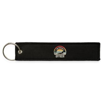 Lawn Enforcement Dad Lawn Mower Landscaper Retro - Jet Tag Keychain - black - Front