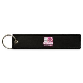 Decoupage Gangsta Funny Pink Cat Crafter Gift - Jet Tag Keychain - black - Front