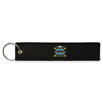 Silent Night Gaming Night All Calm Screens Bright - Jet Tag Keychain - black - Front