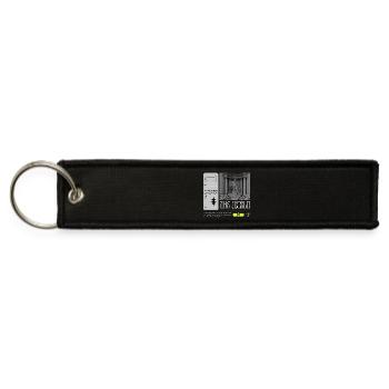 The World: Classical Statue Meets Retro Tech - Jet Tag Keychain - black - Front