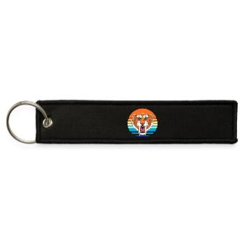 Sabertooth Tiger Face Sunset Smilodon - Jet Tag Keychain - black - Front