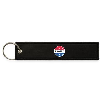 I Voted - Round Sticker Red White Blue - Jet Tag Keychain - black - Front