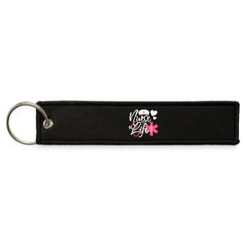 Nurse Life – Heart & Stethoscope Pride - Jet Tag Keychain - black - Front