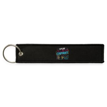 I Speak Fluent Corporate Tshrt - Jet Tag Keychain - black - Front