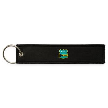 Freeport Bahamas flag crest design - Jet Tag Keychain - black - Front