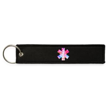 EMT Floral EMT EMS Emergency Medical Services - Jet Tag Keychain - black - Front