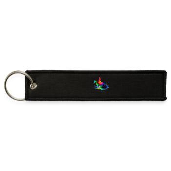 Rainbow Watercolor Horse Rider Design - Jet Tag Keychain - black - Front