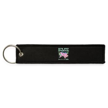 Solace – Futuristic Floral Aesthetic - Jet Tag Keychain - black - Front