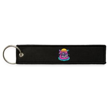 Chillin Rats Summer Flamingo Retro - Jet Tag Keychain - black - Front