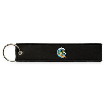 Surfing Dinosaur with Sunglasses - Jet Tag Keychain - black - Front