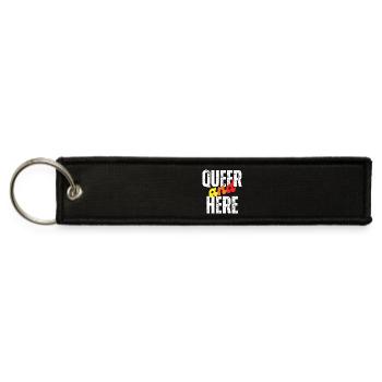 Bold Queer Pride Typography Design - Jet Tag Keychain - black - Front