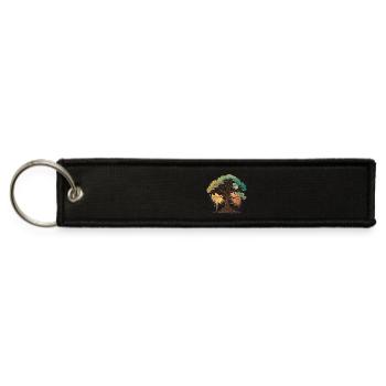 Seasons of Life – Colorful Artistic Tree - Jet Tag Keychain - black - Front