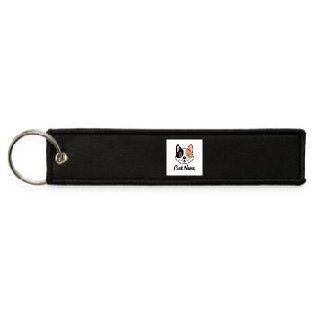 Cat Face Custom Name Logo - Jet Tag Keychain - black - Front