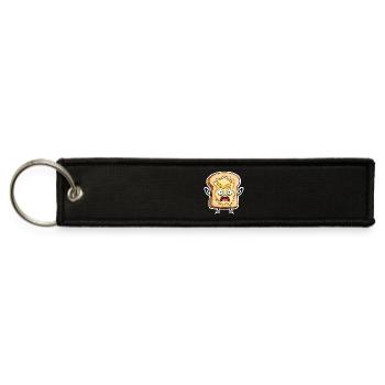 Anxious Buttered Toast Cartoon - Jet Tag Keychain - black - Front