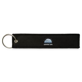 Winter Lover Retro Sun and Pine Forest - Jet Tag Keychain - black - Front